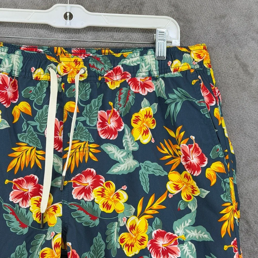 Fair Harbor Swim Trunks Mens L The Anchor Navy Floral Hibiscus 8